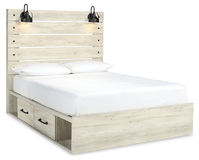 Cambeck  Panel Bed With 2 Storage Drawers With Mirrored Dresser, Chest And Nightstand