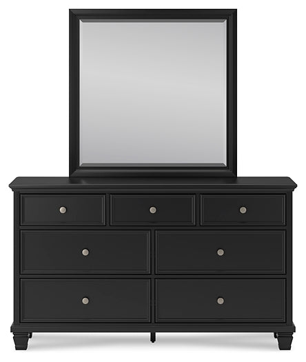 Lanolee King Panel Bed with Mirrored Dresser