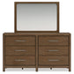 Cabalynn Queen Panel Bed with Storage with Mirrored Dresser, Chest and 2 Nightstands