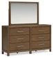 Cabalynn California King Panel Bed with Storage with Mirrored Dresser, Chest and Nightstand