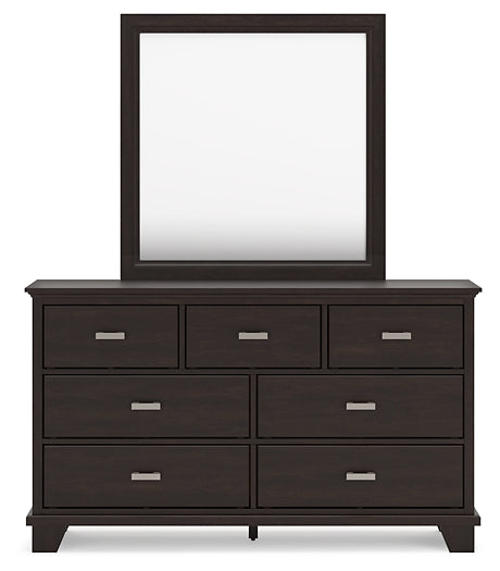 Covetown Twin Panel Bed with Mirrored Dresser