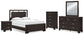 Covetown Queen Panel Bed with Mirrored Dresser, Chest and 2 Nightstands