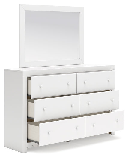 Mollviney Full Panel Storage Bed with Mirrored Dresser and Nightstand