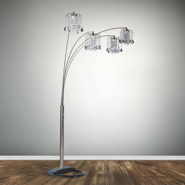 RAIN DROP ARC LAMP 84"H PEWTER