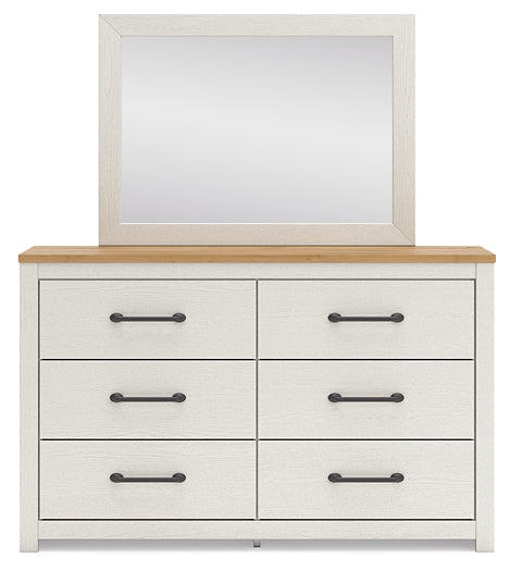 Linnocreek Twin Panel Bed with Mirrored Dresser