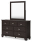 Covetown Full Panel Bed with Mirrored Dresser and 2 Nightstands