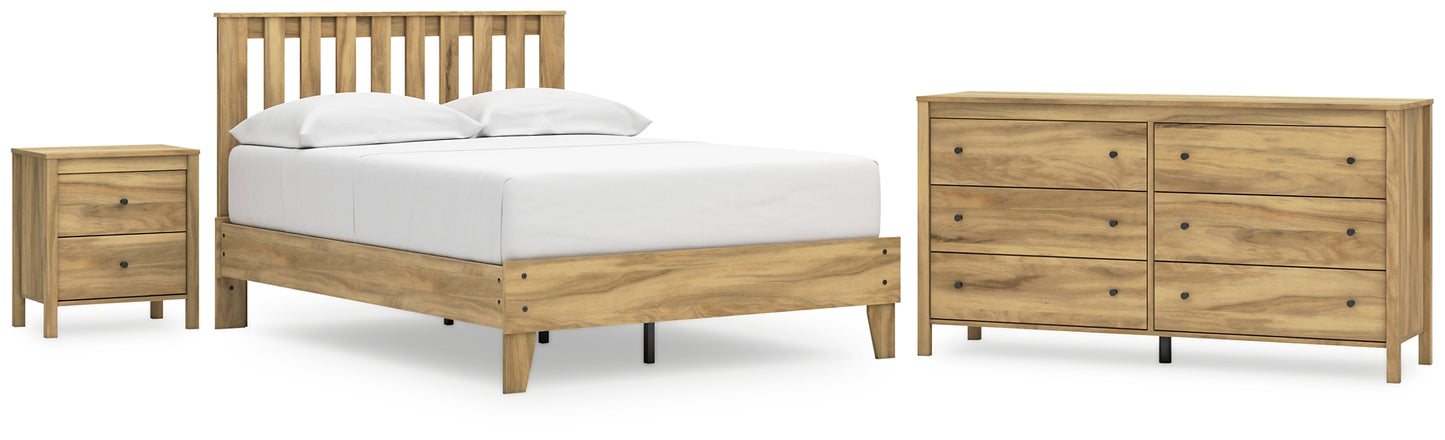 Bermacy Full Platform Panel Bed with Dresser and Nightstand