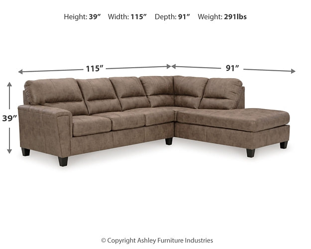 Navi 2-Piece Sectional Sofa Sleeper Chaise