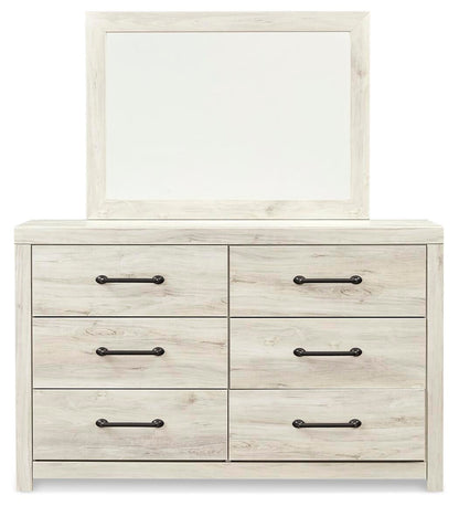 Cambeck Full Panel Bed with Mirrored Dresser