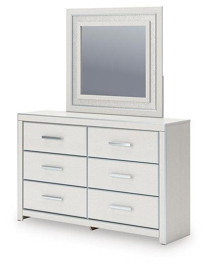 Birmonton Queen Upholstered Panel Platform Storage Bed, Dresser, Mirror and Nightstand