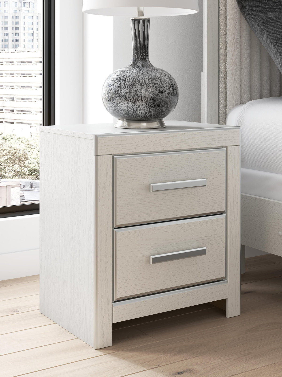 Birmonton Queen Upholstered Panel Platform Storage Bed, Dresser, Mirror and Nightstand