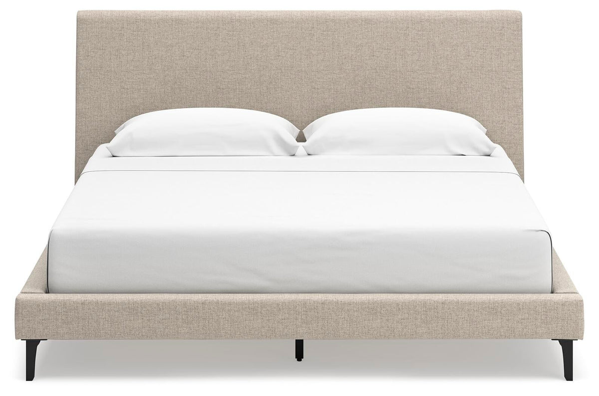 Cielden King Upholstered Bed with Roll Slats, Dresser and Mirror