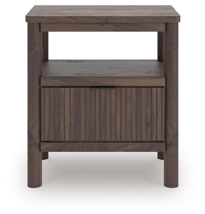 Cadmori Queen Upholstered Panel Platform Bed, Dresser, Mirror and Nightstand