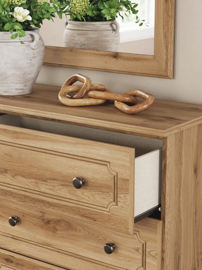 Galletyn Twin Panel Bed with Mirrored Dresser