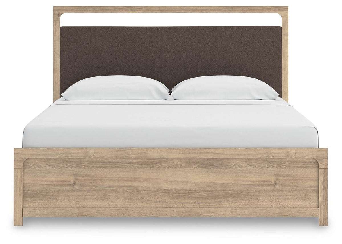 Hollymount King Upholstered Platform Bed, Dresser, Mirror and Nightstand