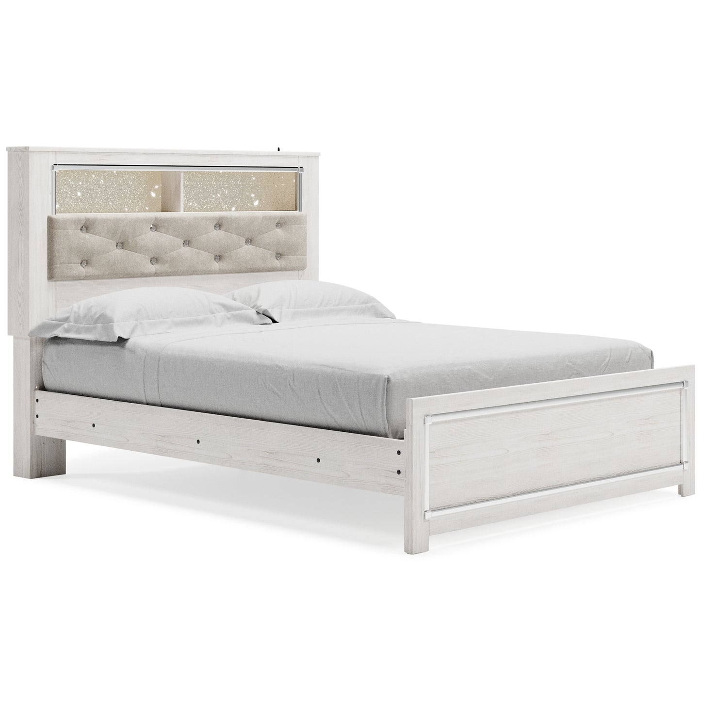 Altyra Queen Panel Bookcase Bed with Mirrored Dresser, Chest and Nightstand