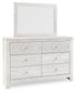 Paxberry King Panel Bed with Mirrored Dresser and 2 Nightstands