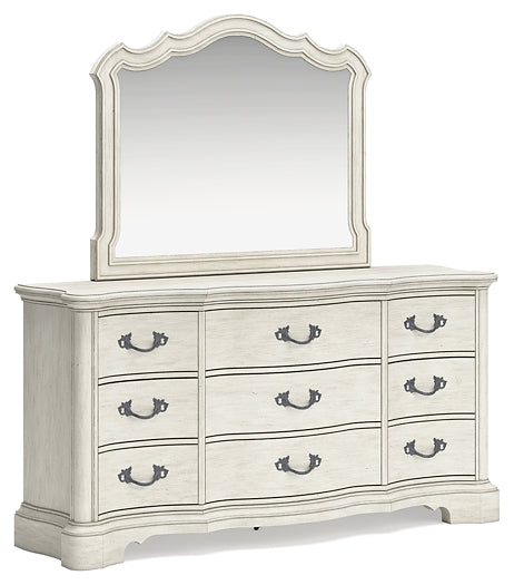 Arlendyne California King Upholstered Bed with Mirrored Dresser