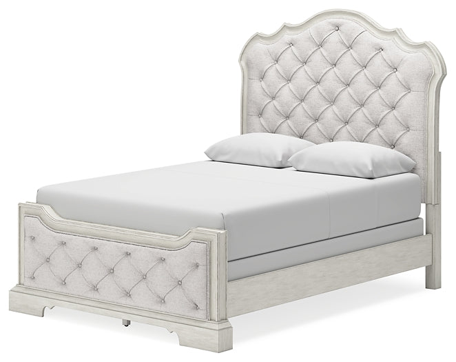 Arlendyne Queen Upholstered Bed with Mirrored Dresser, Chest and 2 Nightstands