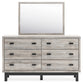 Vessalli King Panel Bed with Mirrored Dresser