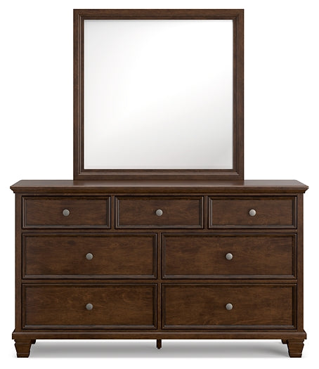 Danabrin King Panel Bed with Mirrored Dresser and Chest