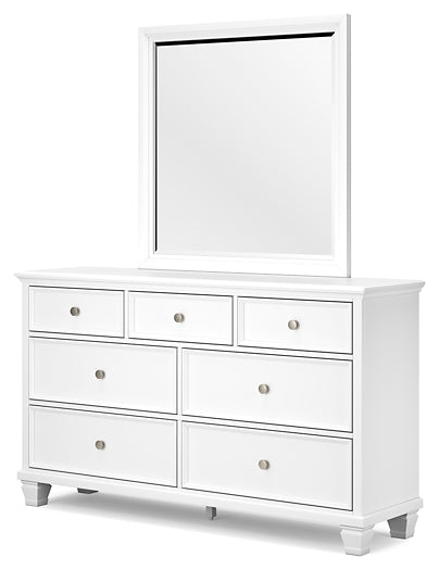 Fortman King Panel Bed with Mirrored Dresser and Chest